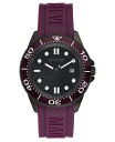 yz XeB[u }f Y rv ANZT[ Men's Purple Silicone Strap Embossed with Steve Madden Logo Watch, 44X50mm Purple