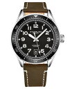 yz XgD[O Y rv ANZT[ Men's Brown Genuine Leather Strap with White Contrast Stitching Watch 42mm Black