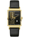 yz uo Y rv ANZT[ Men's Frank Lloyd Wright Dana-Thomas House Black Leather Strap Watch 30x47mm Black