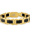 yz uo Y rv ANZT[ Men's Icon Black Ceramic Bracelet in Gold Ion-Plated Stainless Steel Na