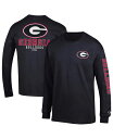  チャンピオン メンズ Tシャツ トップス Men's Black Georgia Bulldogs Team Stack Long Sleeve T-shirt Black