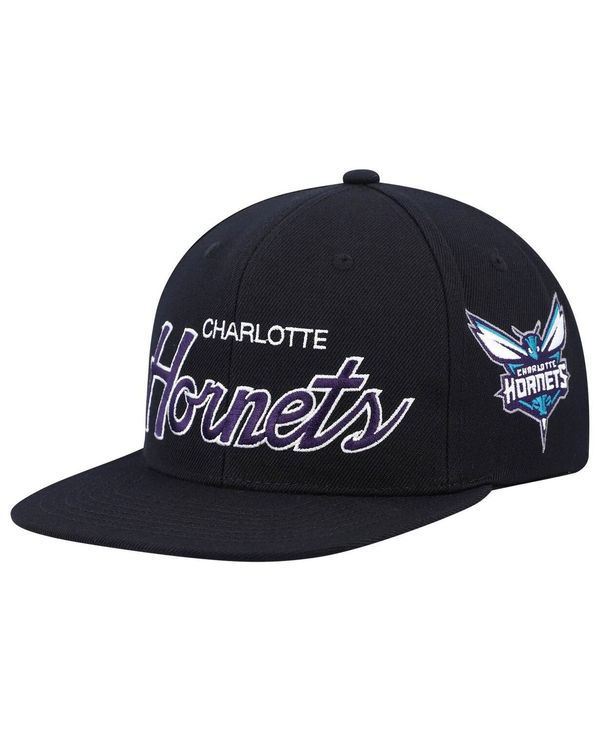 ミッチェル＆ネス 【送料無料】 ミッチェル&ネス メンズ 帽子 アクセサリー Men's Black Charlotte Hornets Hardwood Classics Script 2.0 Snapback Hat Black