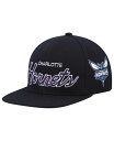 ミッチェル＆ネス 【送料無料】 ミッチェル&ネス メンズ 帽子 アクセサリー Men's Black Charlotte Hornets Hardwood Classics Script 2.0 Snapback Hat Black