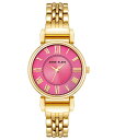 【送料無料】 アンクライン レディース 腕時計 アクセサリー Women's Three Hand Quartz Round Gold-Tone Alloy Link Bracelet Watch, 30mm Gold, Pink