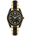 【送料無料】 アンクライン レディース 腕時計 アクセサリー Women's Solar Gold-Tone and Black Oceanworks Plas...