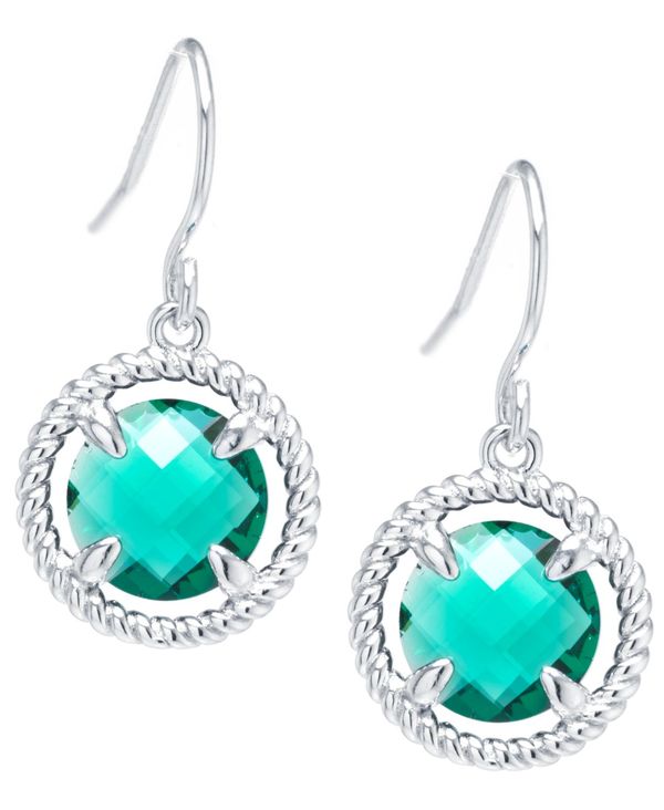 【送料無料】 ジャーニ ベルニーニ レディース ピアス・イヤリング アクセサリー Round Crystal Wire Drop Earrings in Sterling Silver. Available in Clear, Blue, Green or Purple GREEN