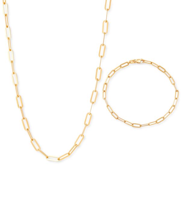 楽天ReVida 楽天市場店【送料無料】 ジャーニ ベルニーニ レディース ネックレス・チョーカー・ペンダントトップ アクセサリー 2-Pc. Set Paperclip Link Chain Necklace & Matching Bracelet, Created for Macy's Gold Over Silver