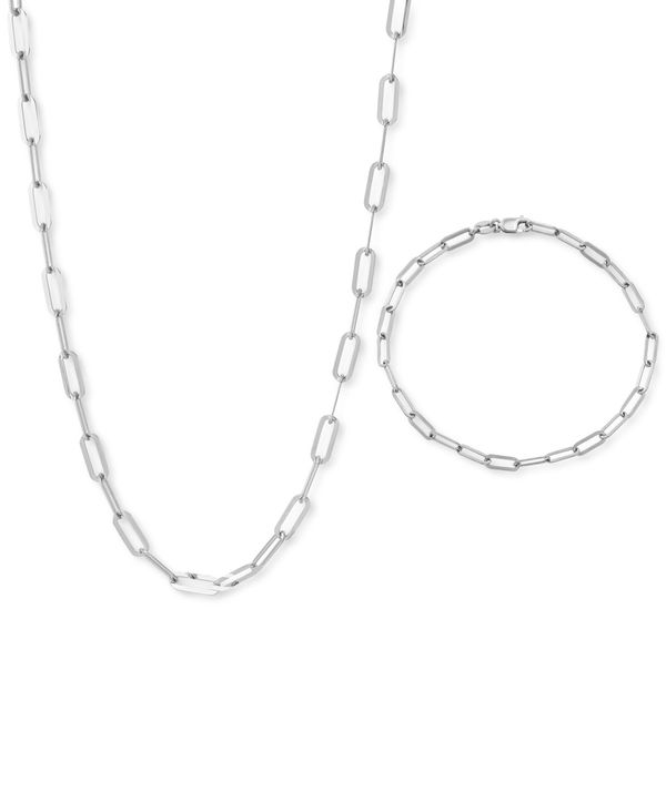 【送料無料】 ジャーニ ベルニーニ レディース ネックレス チョーカー ペンダントトップ アクセサリー 2-Pc. Set Paperclip Link Chain Necklace Matching Bracelet, Created for Macy 039 s Sterling Silver