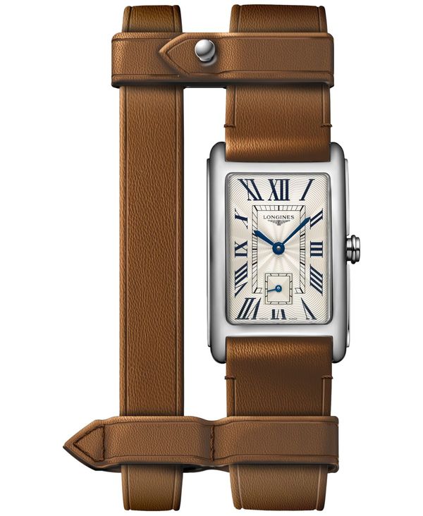 ロンジン 【送料無料】 ロンジン レディース 腕時計 アクセサリー Women's Swiss DolceVita Brown Leather Double Strap Watch 23x37mm Brown