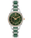 yz ANC fB[X rv ANZT[ Women's Three-Hand Quartz Silver-Tone Alloy with Green Ceramic Bracelet Watch, 32mm Silver-Tone, Green