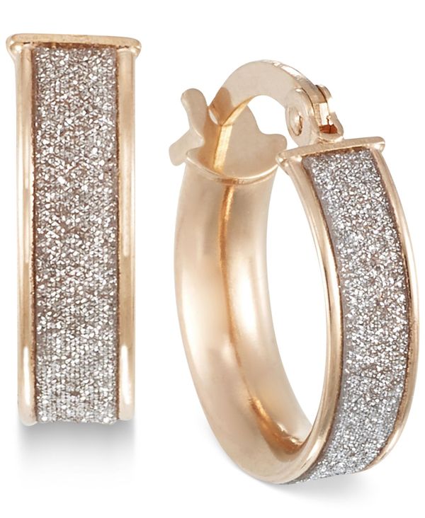 yz C^A S[h fB[X sAXECO ANZT[ Glitter Hoop Earrings in 14k Rose Gold, White Gold or Gold Rose Gold