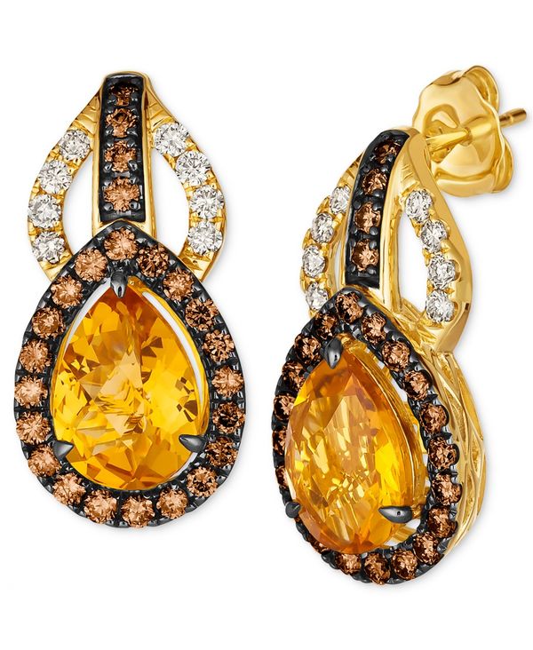 ̵   ǥ ԥ ꡼ Cinnamon Citrine (1-1/2 ct. t.w.) & Diamond (1-1/6 ct. t.w.) Pear Drop Earrings in 14k Gold No Color