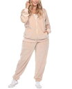 楽天ReVida 楽天市場店【送料無料】 ホワイトマーク レディース ナイトウェア アンダーウェア Plus Size Velour Tracksuit Loungewear 2pc Set Beige