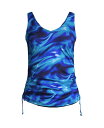 【送料無料】 ランズエンド レディース トップのみ 水着 Women 039 s Adjustable V-neck Underwire Tankini Swimsuit Top Adjustable Straps Electric blue multi/swirl