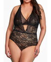 【送料無料】 ホーティ レディース ナイトウェア アンダーウェア Plus Size 1 Piece Lace Lingerie Teddy with Crisscross Cup Detail Black