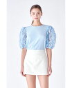 【送料無料】 イングリッシュファクトリー レディース シャツ トップス Women 039 s Floral Texture Sleeve Top Powder blue