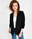 【送料無料】 バースリー レディース ジャケット ブルゾン ブレザー アウター Women 039 s Knit 3/4-Sleeve Boyfriend Blazer, Created for Macy 039 s Deep Black