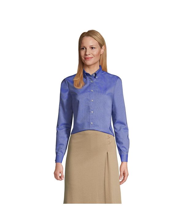 【送料無料】 ランズエンド レディース シャツ トップス School Uniform Women 039 s Long Sleeve Oxford Dress Shirt French blue
