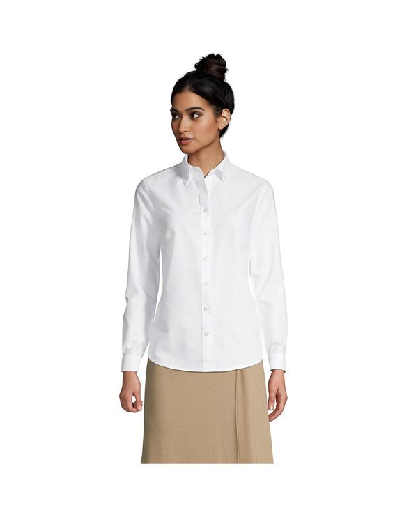 【送料無料】 ランズエンド レディース シャツ トップス School Uniform Women 039 s Long Sleeve Oxford Dress Shirt White