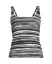 yz YGh fB[X gbv̂  Women's Square Neck Underwire Tankini Swimsuit Top Adjustable Straps Black/white ombre