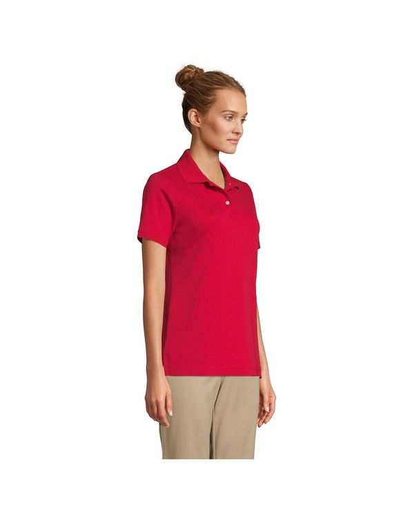 【送料無料】 ランズエンド レディース シャツ トップス School Uniform Women's Short Sleeve Interlock Polo Shirt Red