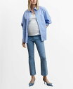 【送料無料】 マンゴ レディース デニムパンツ ジーンズ ボトムス Women's Maternity Flared Cropped Jeans Medium Blue