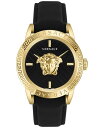 yz FT[` Y rv ANZT[ Men's Swiss V-Code Black Leather Strap Watch 43mm Ip Yellow Gold