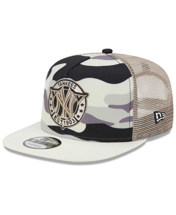 ニューエラ メンズ アクセサリー 帽子 New Era Men's White New York Yankees Chrome Camo A-Frame 9FIFTY Trucker Snapback Hat White ホワイト(4)