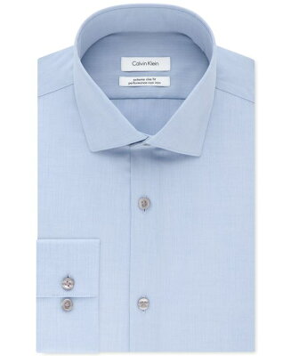 カルバンクライン メンズ シャツ トップス Calvin Klein Men's STEEL Extra-Slim Fit Non-Iron Performance Herringbone Dress Shirt Blue