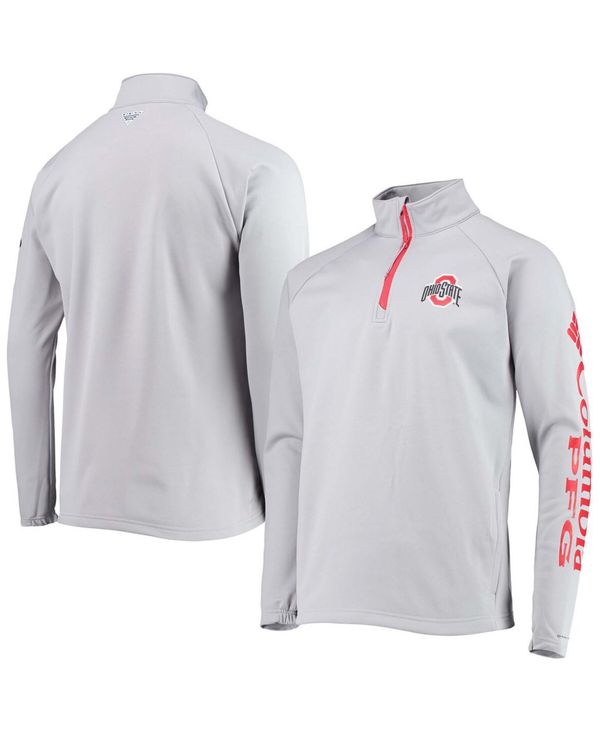 コロンビア メンズ アウター ジャケット・ブルゾン フリース ジャケット Columbia Men's Gray Ohio State Buckeyes Terminal Tackle Fleece Raglan Omni-Shade Quarter-Zip Jacket Os Columbi グレー