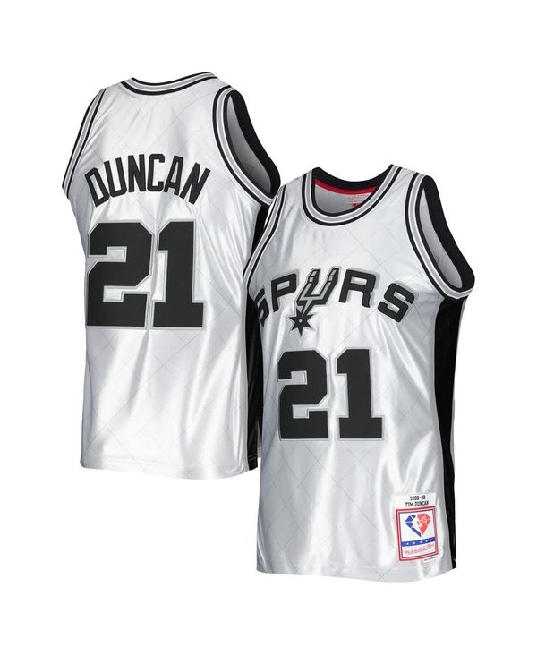 【送料無料】 ミッチェル&ネス メンズ シャツ トップス Men's Tim Duncan Platinum San Antonio Spurs 1998-99 Hardwood Classics 75th Anniversary Swingman Jersey Platinum