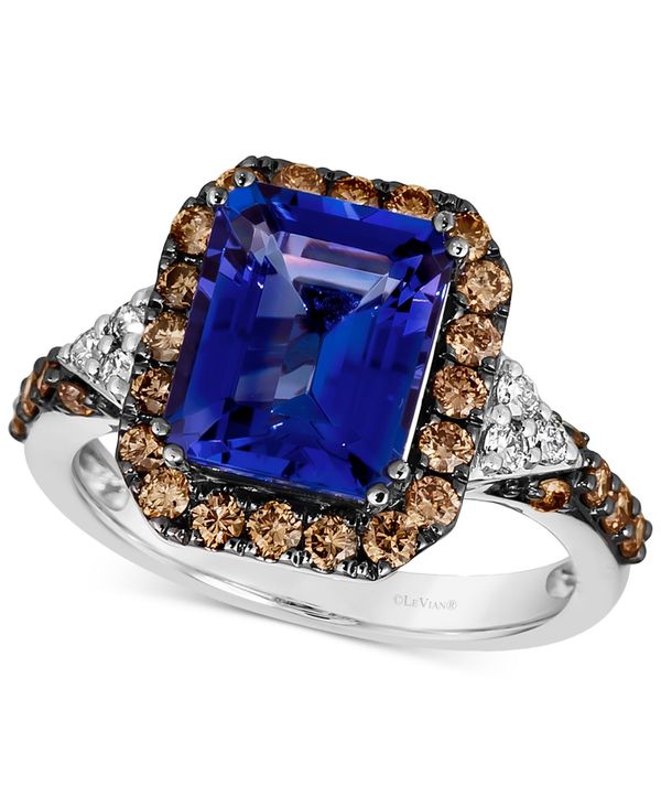 【送料無料】 ル ヴァン レディース リング アクセサリー Couture Blueberry Tanzanite (3 ct. t.w.), Chocolate Diamonds (5/8 ct. t.w.) & Nude Diamonds (1/10 ct. t.w.) Square Halo Ring in Platinum No Color