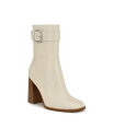 【送料無料】 ナインウェスト レディース ブーツ・レインブーツ シューズ Women's Taress Block Heel Square Toe Dress Booties Cream Leather