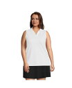 【送料無料】 ランズエンド レディース シャツ トップス Women 039 s Plus Size Performance Pique Sleeveless Polo T-Shirt White