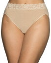 【送料無料】 バニティフェア レディース パンツ アンダーウェア Women's Flattering Lace Hi-Cut Panty Underwear 13280, extended sizes available Damask Neutral Stripe