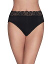 【送料無料】 バニティフェア レディース パンツ アンダーウェア Women's Flattering Lace Hi-Cut Panty Underwear 13280, extended sizes available Midnight Black