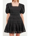  エンドレスローズ レディース ワンピース トップス Women's Multi Lace Linen Mini Dress Black