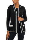 【送料無料】 アンクライン レディース ニット・セーター カーディガン アウター Women's Malibu Piped Cardigan Anne Blac...