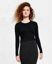 【送料無料】 バースリー レディース シャツ トップス Women 039 s Round-Neck Long-Sleeve Jersey Top, Created for Macy 039 s Deep Black