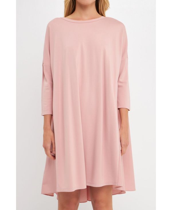 【送料無料】 イングリッシュファクトリー レディース ワンピース トップス Women 039 s Mixed Media High Low Mini Dress Dusty pink