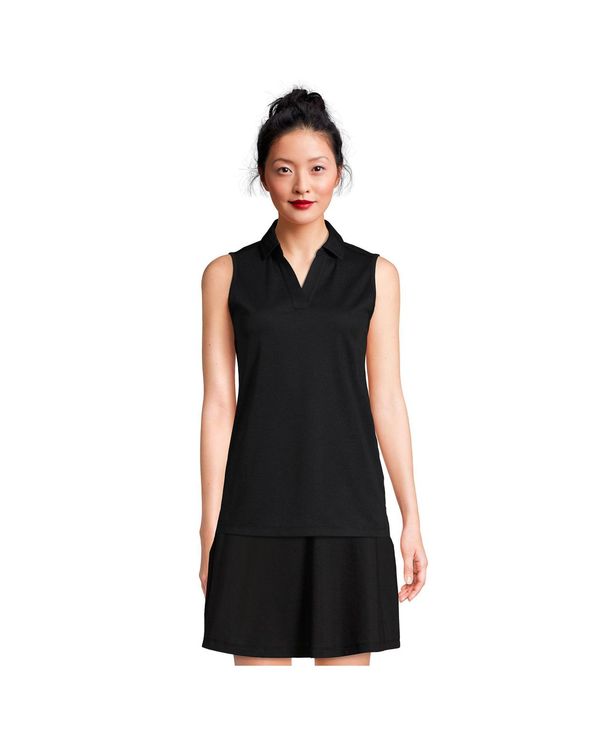 【送料無料】 ランズエンド レディース シャツ トップス Women 039 s Performance Pique Sleeveless Polo Shirt Black