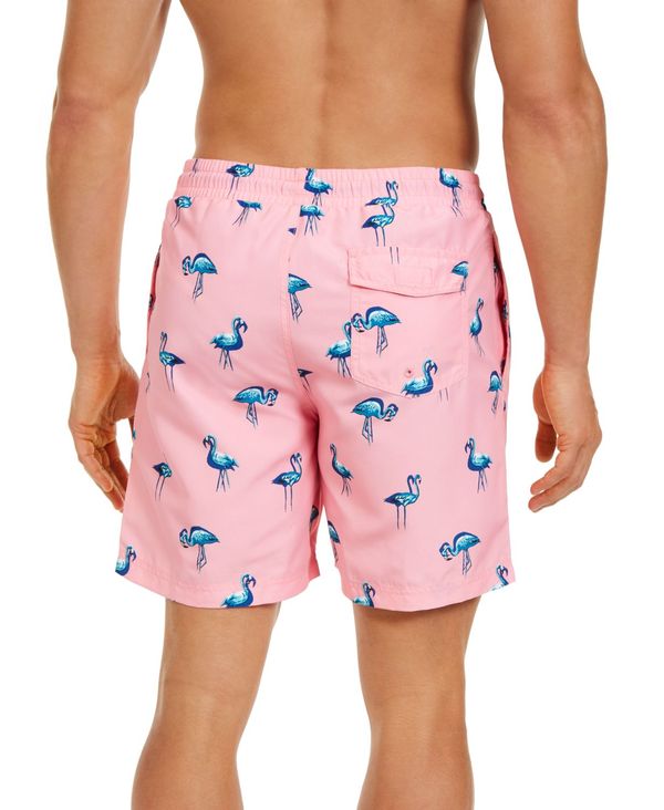 【送料無料】 クラブルーム メンズ ハーフパンツ・ショーツ 水着 Men's Quick-Dry Performance Flamingo-Print 7" Swim Trunks, Created for Macy's Pink Combo
