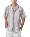 【送料無料】 コットンオン メンズ シャツ トップス Men's Palma Short Sleeve Shirt Tan Busy Stripe