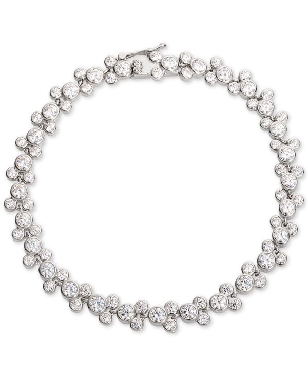 【送料無料】 ディズニー レディース ブレスレット・バングル・アンクレット アクセサリー Cubic Zirconia Mickey Mouse Tennis Bracelet in Sterling Silver White