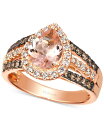 【送料無料】 ル ヴァン レディース リング アクセサリー Peach Morganite (1-1/10 ct. t.w.) & Diamond (3/4 ct. t.w.) Pear Halo Ring in 14k Rose Gold 14K Strawberry Gold Ring