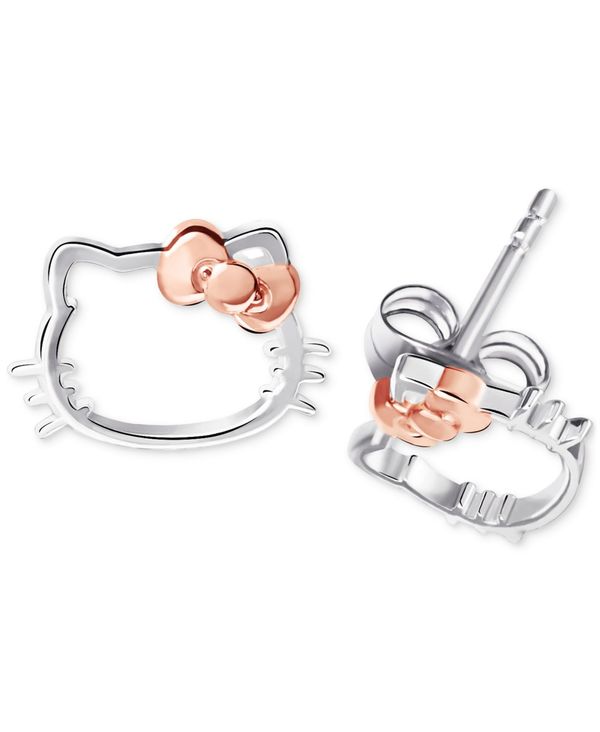 【送料無料】 ジャーニ ベルニーニ レディース ピアス・イヤリング アクセサリー Hello Kitty Two-Tone Open Stud Earrings in Sterling Silver & 18k Rose Gold-Plate, Created for Macy's Silver