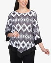 【送料無料】 アルフレッド ダナー レディース シャツ トップス Petite Downtown Vibe Art Deco Biadere Pointed Hem Top Onyx, White