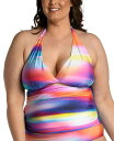 【送料無料】 ラブランカ レディース トップのみ 水着 Plus Size Sunset Shores Halter Tankini Top Stripe Multi