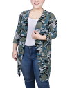 【送料無料】 ニューヨークコレクション レディース ニット・セーター カーディガン アウター Plus Size 3/4 Sleeve Knit Cardigan Gray Camo