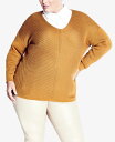     Axj[ fB[X jbgEZ[^[ AE^[ Plus Size Primrose V-neck Sweater Almond